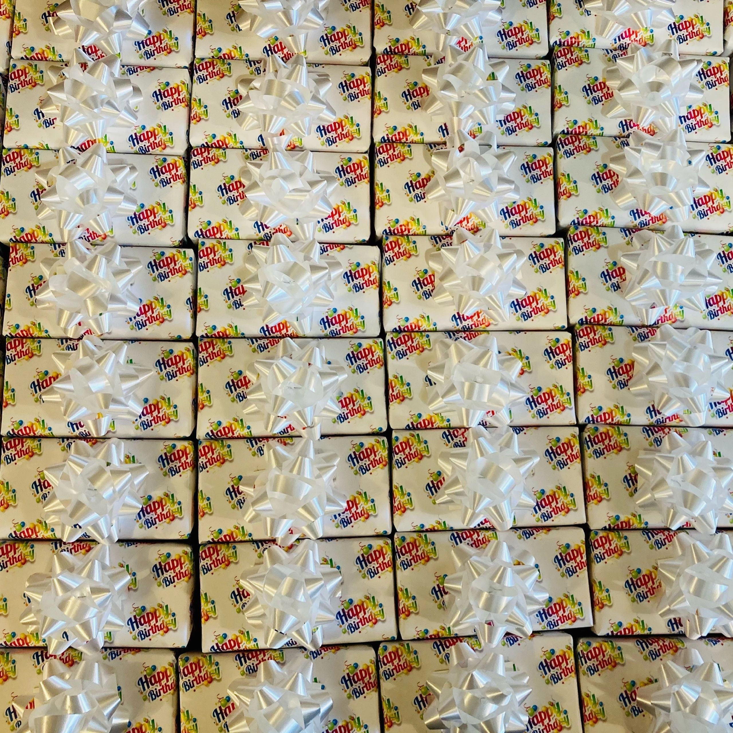 Happy Birthday decorated gift cookies